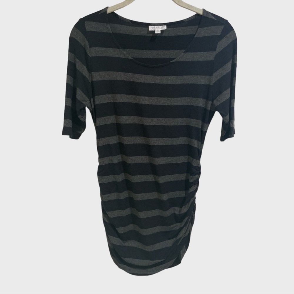 A Pea  in the Pod Black Gray  Stripe Tee Shirt Size XS - Picture 3 of 8